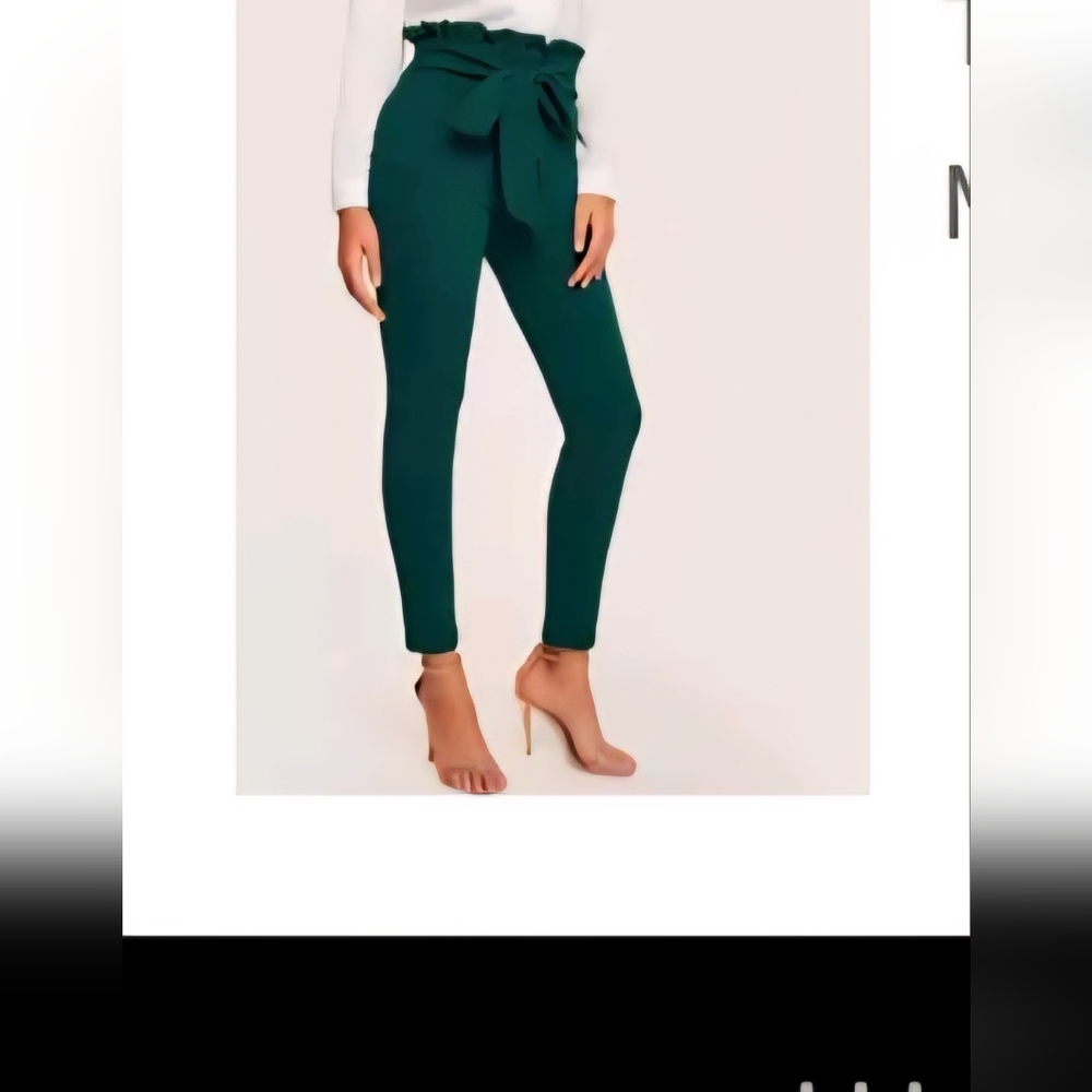 SHEIN Dark Green High-Waisted Pants